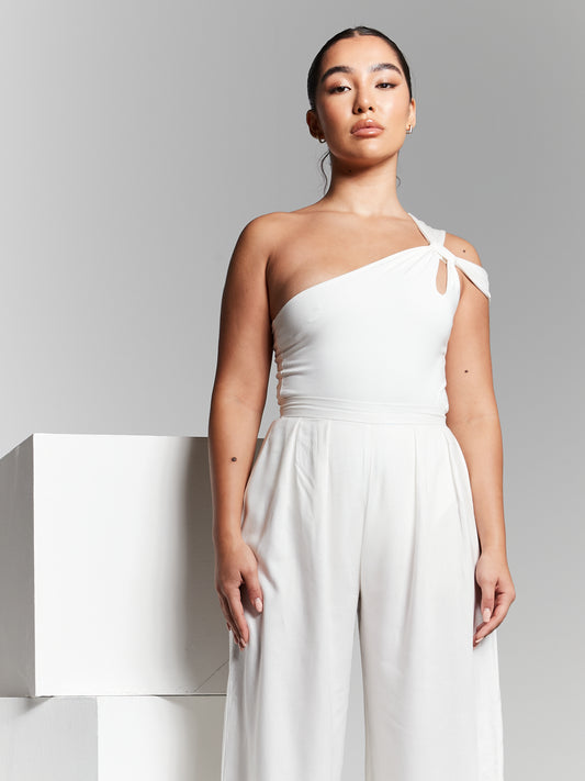 Ivory Multiway Knot Asymmetric Bodysuit