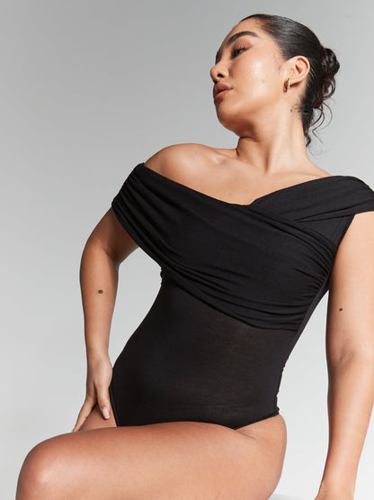 Rhea Red Multiway Ruched Bardot Bodysuit