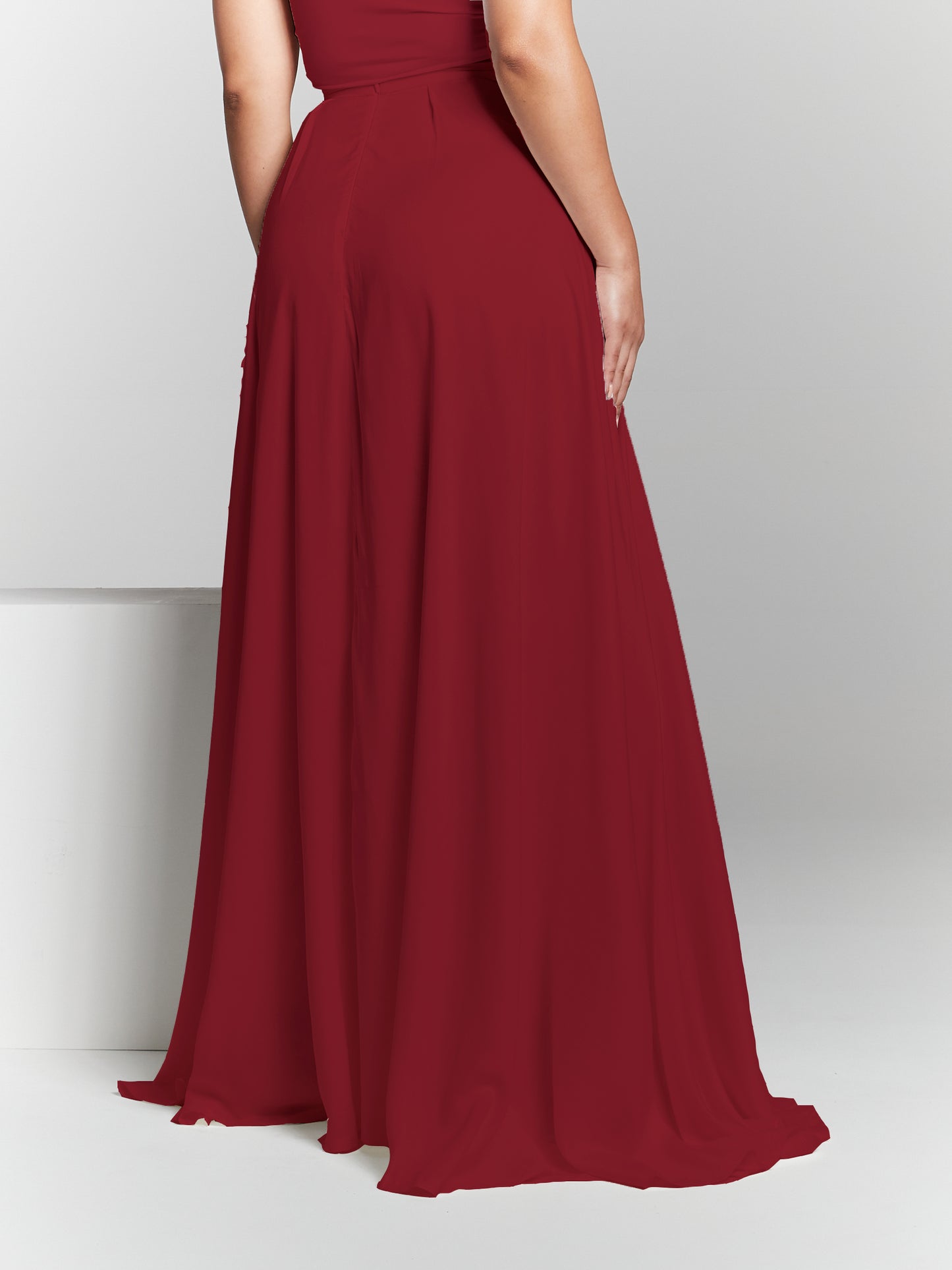 Burgundy Recycled Pleated Flared Maxi Skirt