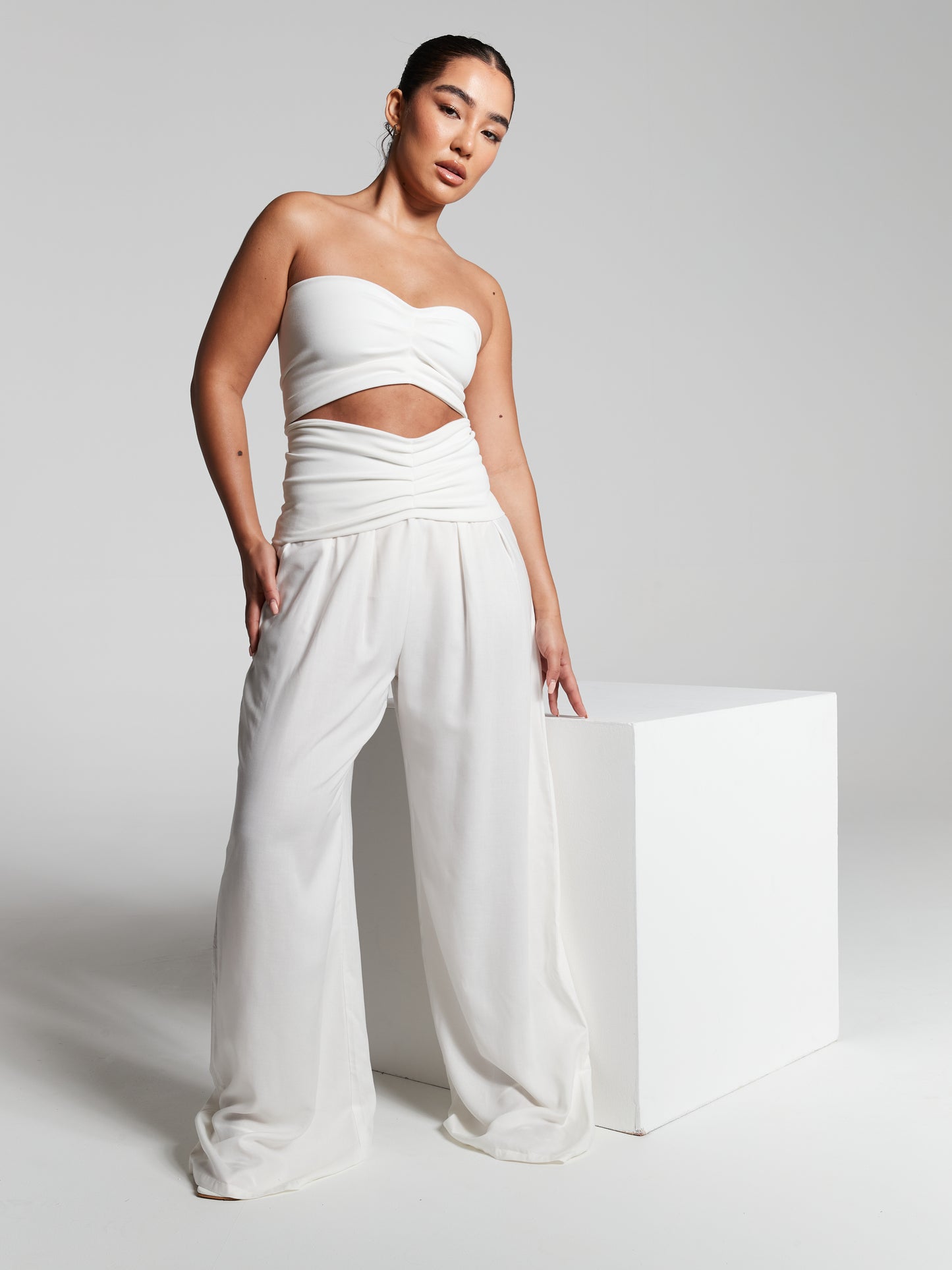 Lisa Ivory Multiway Pleated Bandeau Top