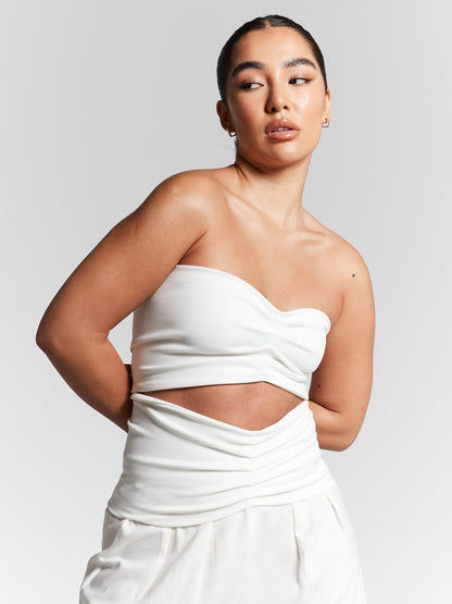 Lisa Ivory Multiway Pleated Bandeau Top