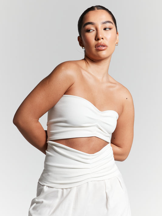 Lisa Ivory Multiway Pleated Bandeau Top