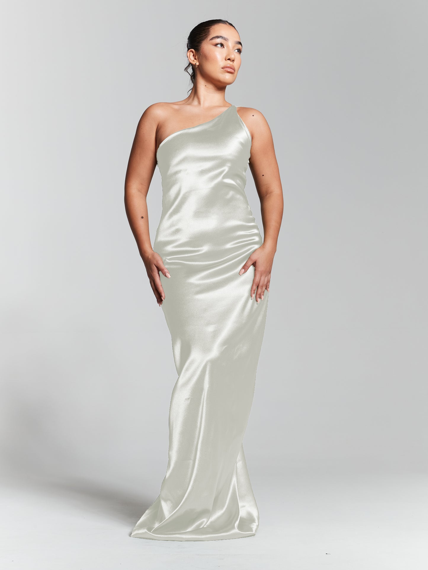 Ivory Recycled Silk One Shoulder Maxi Dress