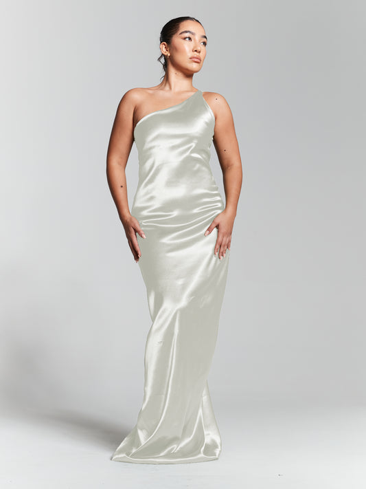 Ivory Recycled Silk One Shoulder Maxi Dress