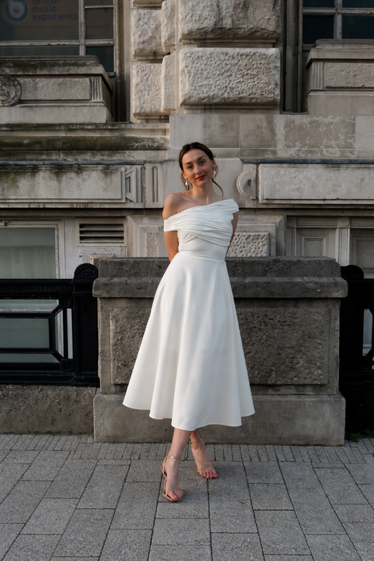 Ivory Flared Midi Skirt