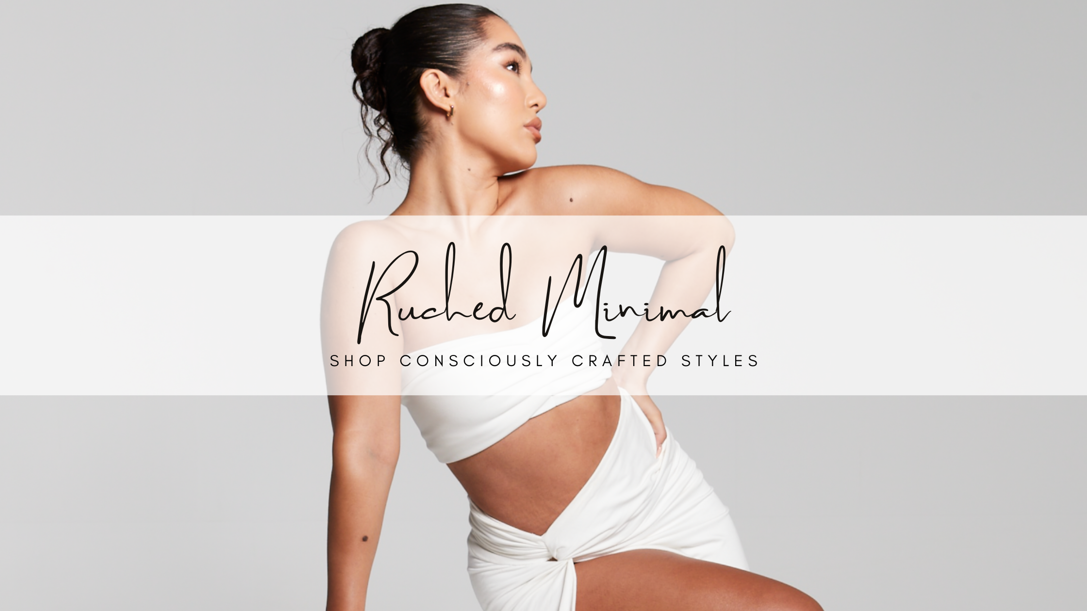 Ivory Ruched Split Hem Bodycon Skirt and Ivory Pleated Bandeau Top