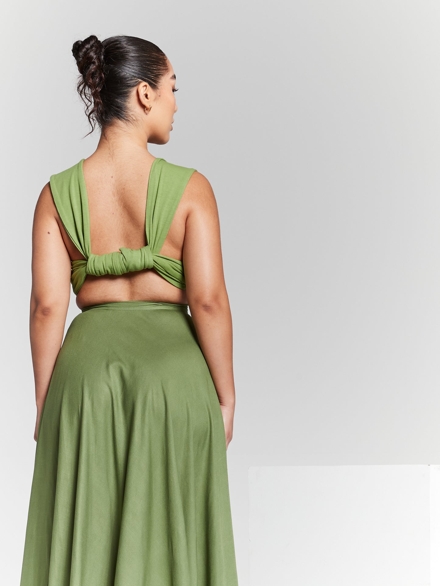 Kia Green Recycled Multiway Tie Top And Maxi Skirt Co Ord
