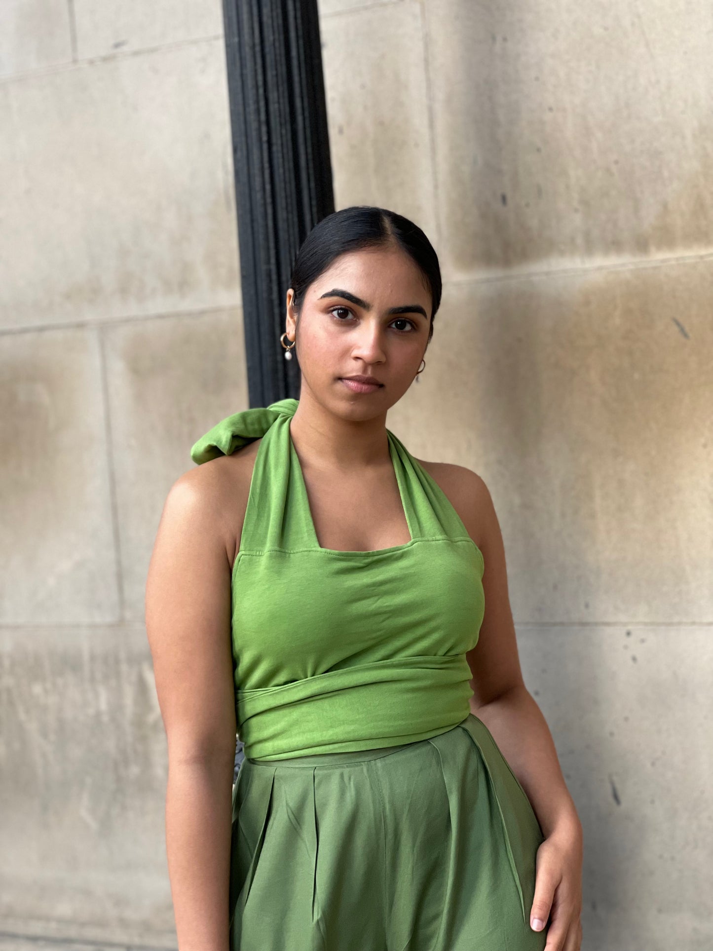Kia Green Recycled Multiway Tie Top And Maxi Skirt Co Ord