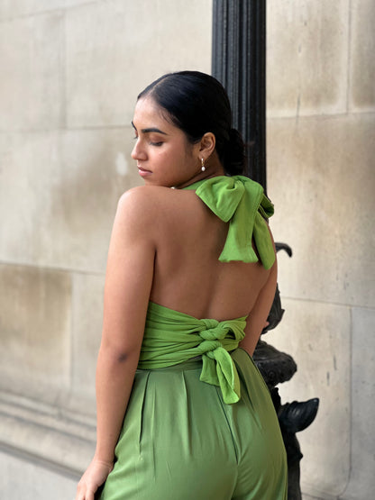 Kia Green Recycled Multiway Tie Top And Maxi Skirt Co Ord