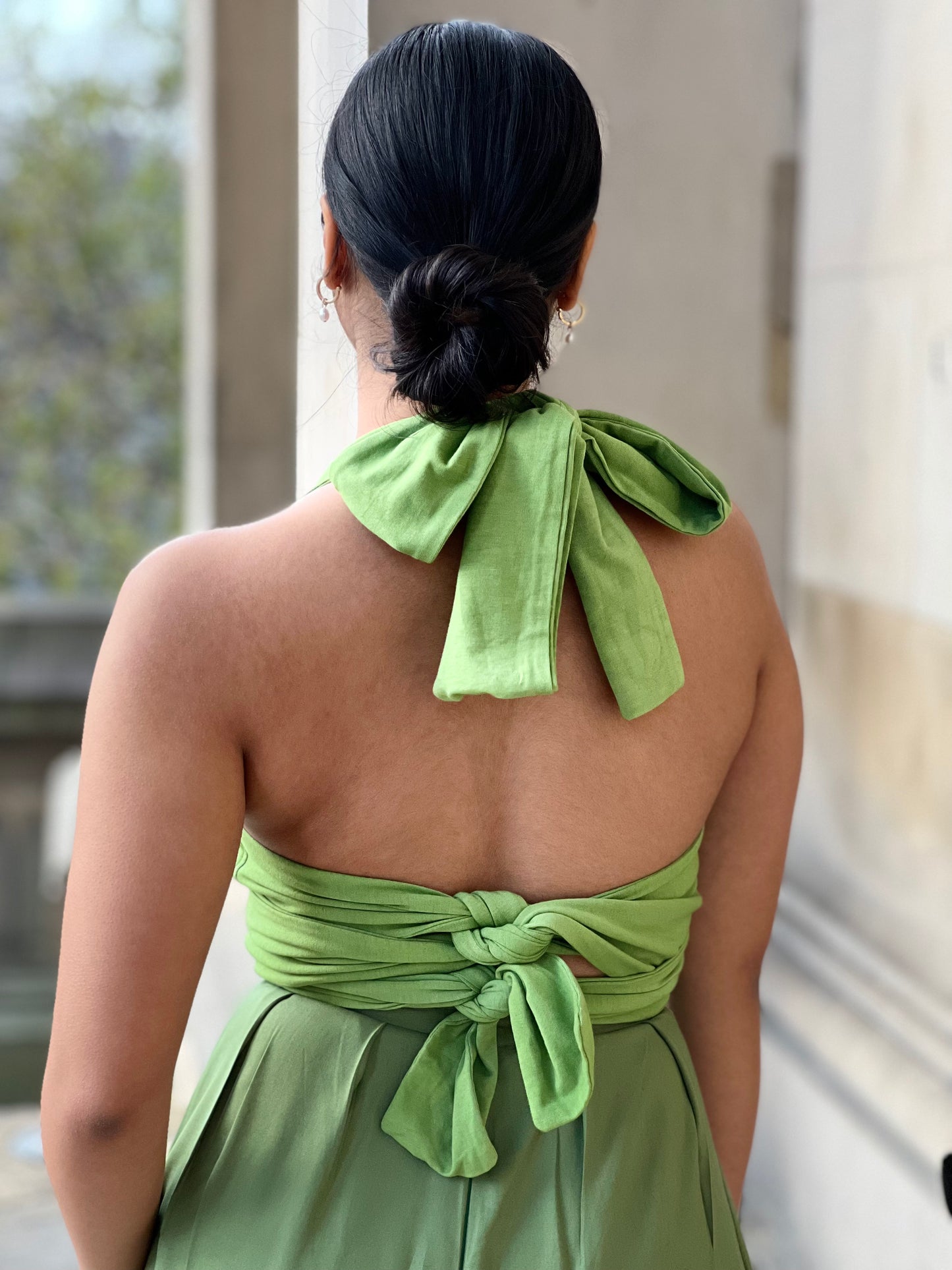 Kia Green Recycled Multiway Tie Top And Maxi Skirt Co Ord