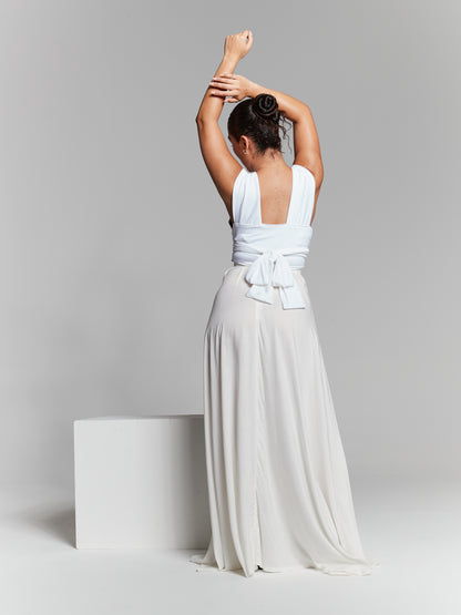 Ivory Recycled Pleated Flared Maxi Skirt