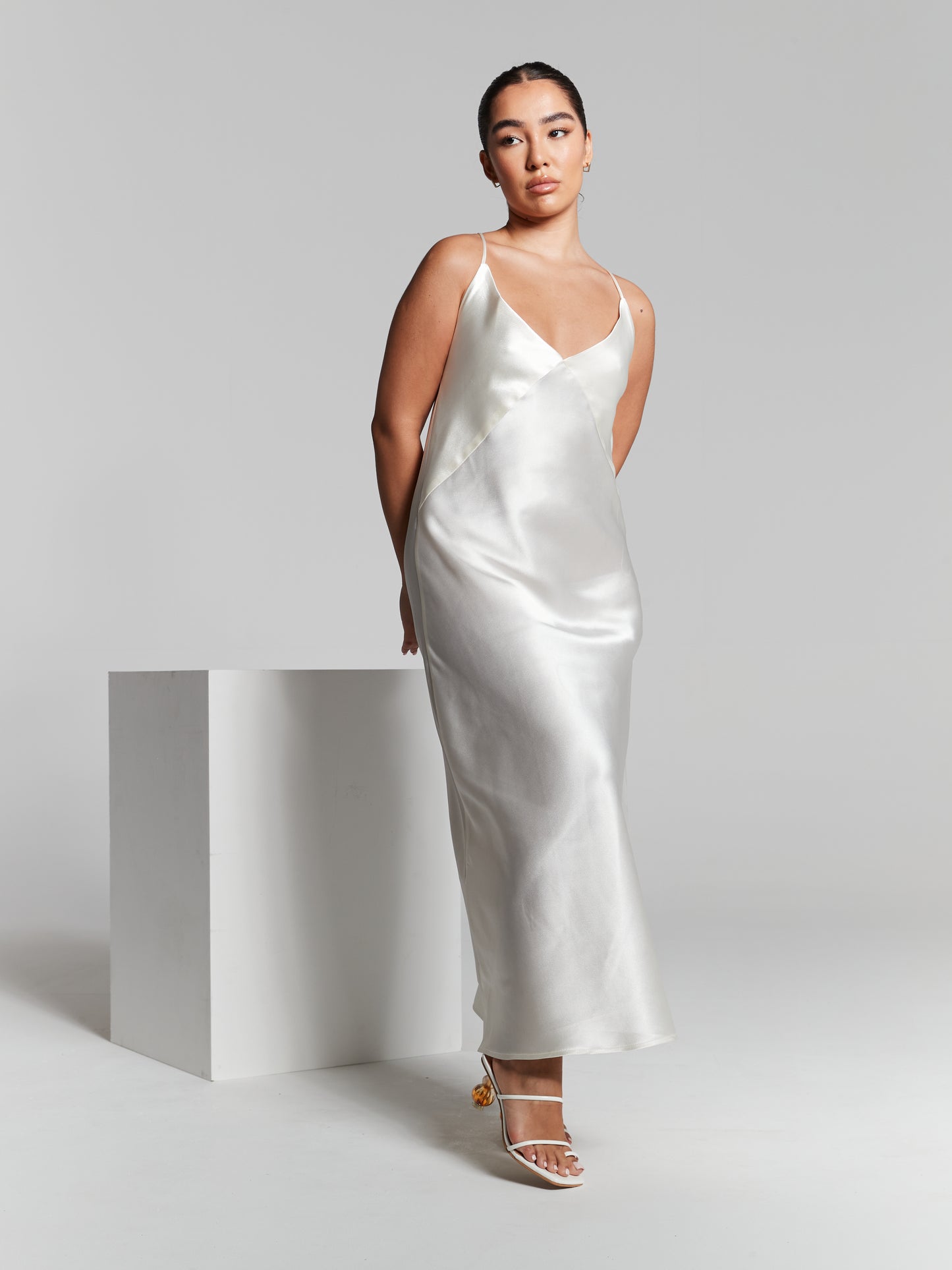 Ivory Recycled Silk Relaxed Midaxi Slip Dress
