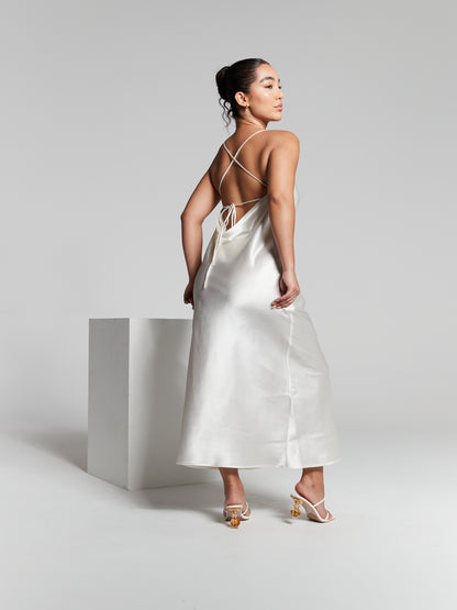 Ivory Recycled Silk Relaxed Midaxi Slip Dress