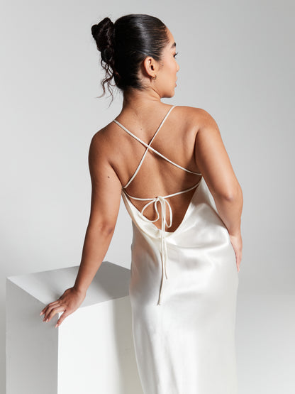 Ivory Recycled Silk Relaxed Midaxi Slip Dress