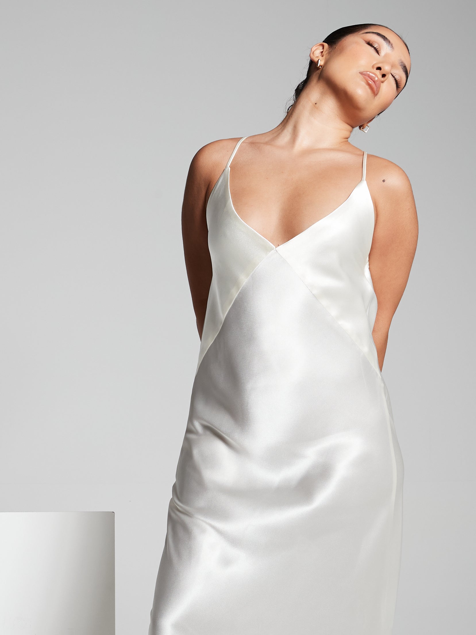 Ivory Recycled Silk Relaxed Midaxi Slip Dress InFlair Ivory Recycled Silk Relaxed Midaxi Slip Dress InFlair
