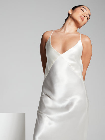 Ivory Recycled Silk Relaxed Midaxi Slip Dress