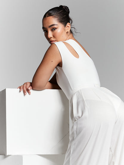 Ivory Multiway Knot Asymmetric Bodysuit