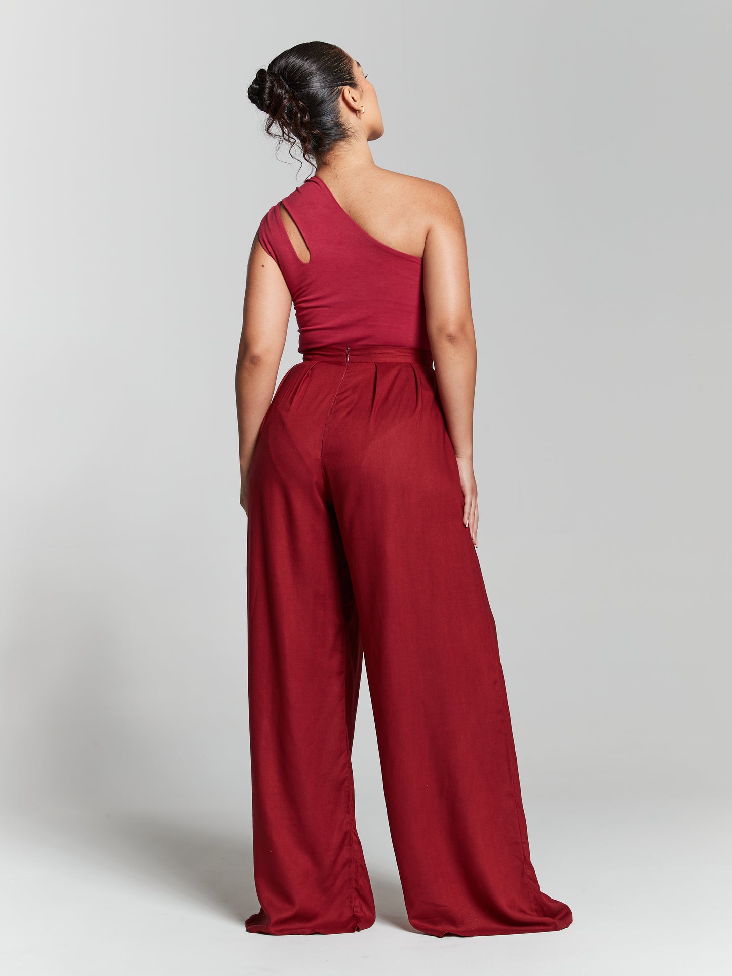 Wardrobe Essential Women's Red Wide-Leg Trousers Bold and Beautiful: Red Wide-Leg Trousers for Women Red-Hot Fashion Women's Wide-Leg Trousers in Vibrant Red Ladies tall recycled eco rayon viscose petite wide leg flared trouser in standard wide leg pleated recycled viscose trousers handmade designed in UK. Join the movement toward a more sustainable fashion future. Add these maroon wide leg flares to your cart and experience eco-friendly fashion like never before.